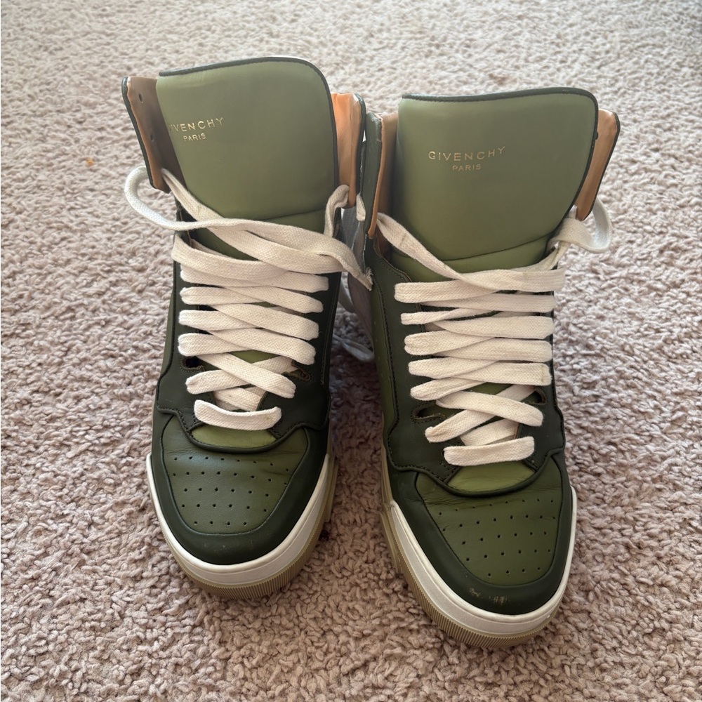 Givenchy Olive and White High-Top Sneakers